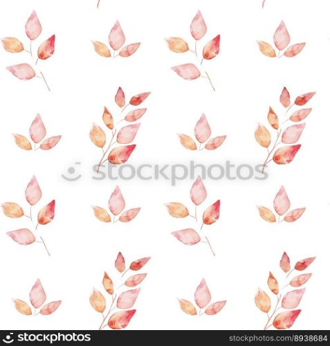 Autumn Watercolors Leaves Seamless Pattern. Red fall leaves. Editable vector illustration, EPS10.. Autumn Watercolors Leaves Seamless Pattern. Red fall leaves.