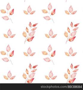 Autumn Watercolors Leaves Seamless Pattern. Red fall leaves. Editable vector illustration, EPS10.. Autumn Watercolors Leaves Seamless Pattern. Red fall leaves.