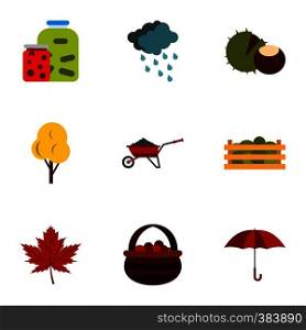 Autumn weather icons set. Flat illustration of 9 autumn weather vector icons for web. Autumn weather icons set, flat style