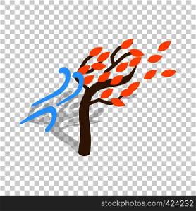 Autumn wind and tree isometric icon 3d on a transparent background vector illustration. Autumn wind and tree isometric icon