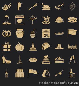 Autumn wine icons set. Simple style of 36 autumn wine vector icons for web for any design. Autumn wine icons set, simple style