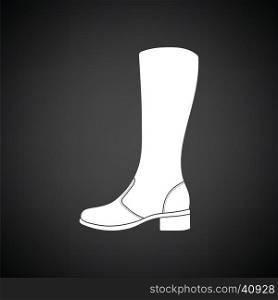 Autumn woman boot icon. Black background with white. Vector illustration.