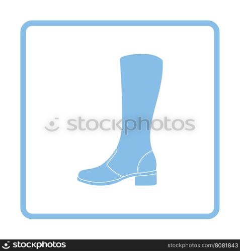 Autumn woman boot icon. Blue frame design. Vector illustration.