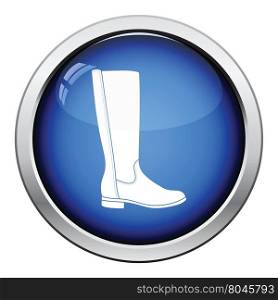 Autumn woman boot icon. Glossy button design. Vector illustration.