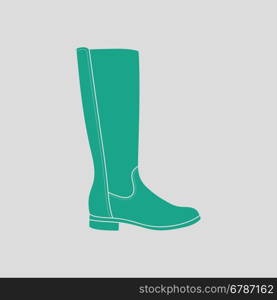 Autumn woman boot icon. Gray background with green. Vector illustration.