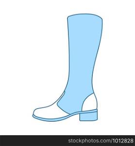 Autumn Woman Boot Icon. Thin Line With Blue Fill Design. Vector Illustration.