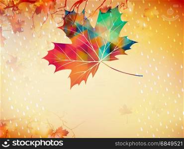 Autumnal maple leaf background made of triangles. And also includes EPS 10 vector