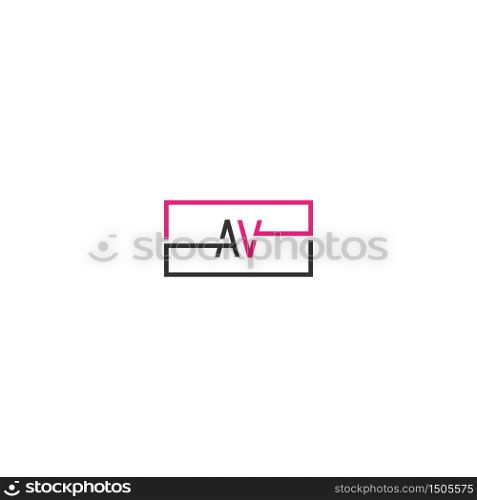 AV logo letter design concept in black and pink color