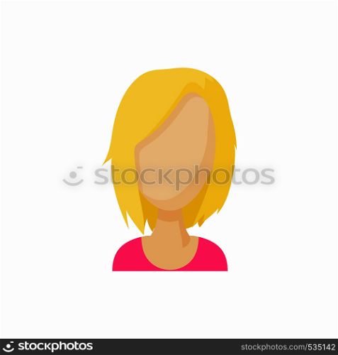 Avatar blonde woman icon in cartoon style. Faceless girl isolated on white background. Avatar blonde woman icon, cartoon style