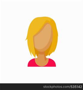 Avatar blonde woman icon in cartoon style. Faceless girl isolated on white background. Avatar blonde woman icon, cartoon style