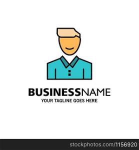 Avatar, Client, Face, Happy, Man, Person, User Business Logo Template. Flat Color