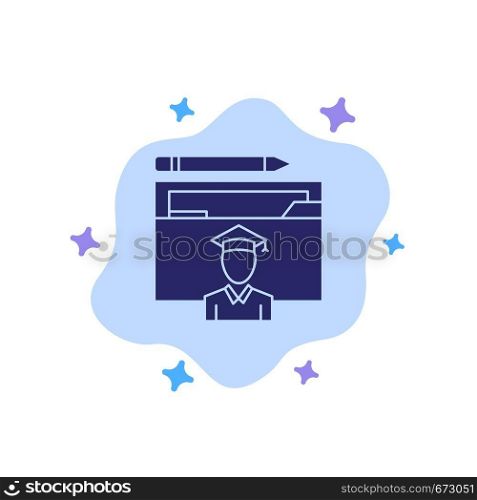 Avatar, Education, Graduate, Graduation, Scholar Blue Icon on Abstract Cloud Background