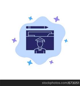 Avatar, Education, Graduate, Graduation, Scholar Blue Icon on Abstract Cloud Background
