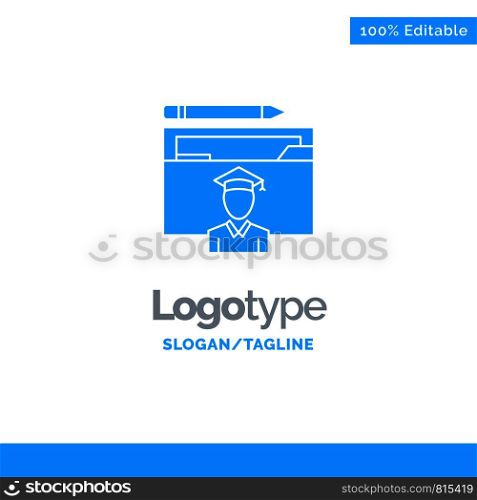 Avatar, Education, Graduate, Graduation, Scholar Blue Solid Logo Template. Place for Tagline