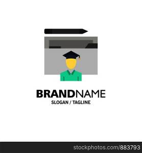 Avatar, Education, Graduate, Graduation, Scholar Business Logo Template. Flat Color