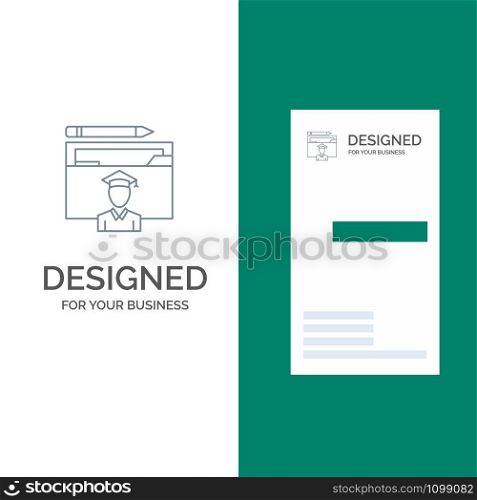 Avatar, Education, Graduate, Graduation, Scholar Grey Logo Design and Business Card Template