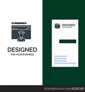 Avatar, Education, Graduate, Graduation, Scholar Grey Logo Design and Business Card Template