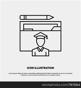 Avatar, Education, Graduate, Graduation, Scholar Line Icon Vector