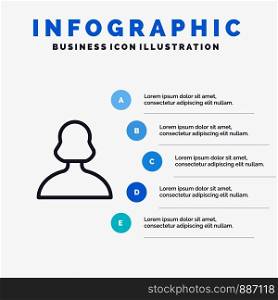 Avatar, Girl, , Person, User Line icon with 5 steps presentation infographics Background