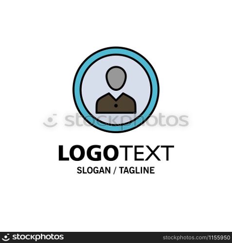 Avatar, Human, Man, People, Person, Profile, User Business Logo Template. Flat Color