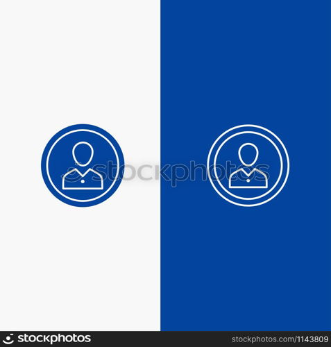 Avatar, Human, Man, People, Person, Profile, User Line and Glyph Solid icon Blue banner Line and Glyph Solid icon Blue banner