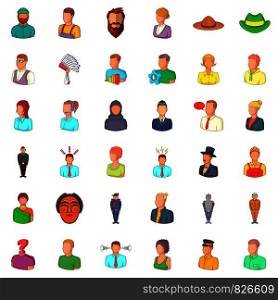 Avatar icons set. Cartoon style of 36 avatar vector icons for web isolated on white background. Avatar icons set, cartoon style