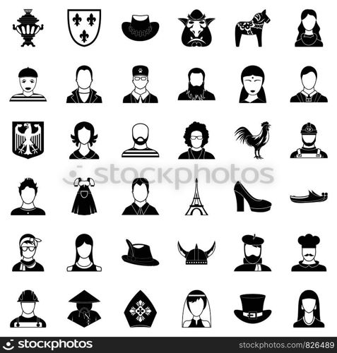 Avatar icons set. Simple style of 36 avatar vector icons for web isolated on white background. Avatar icons set, simle style
