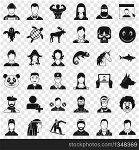Avatar icons set. Simple style of 36 avatar vector icons for web for any design. Avatar icons set, simple style