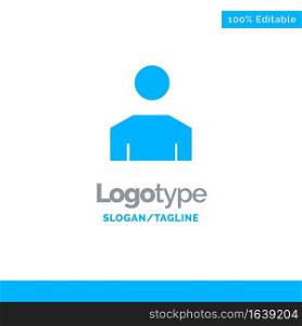 Avatar, Male, People, Profile Blue Solid Logo Template. Place for Tagline