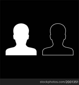 Avatar man face silhouette User sign Person profile picture male icon white color vector illustration flat style simple image set. Avatar man face silhouette User sign Person profile picture male icon white color vector illustration flat style image set