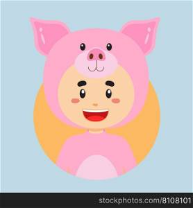 Avatar of a character with pig costume Royalty Free Vector
