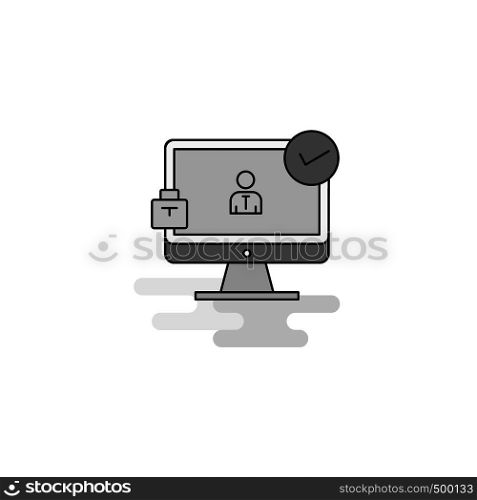 Avatar on monitor Web Icon. Flat Line Filled Gray Icon Vector