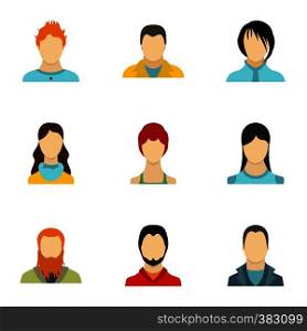 Avatar people icons set. Flat illustration of 9 avatar people vector icons for web. Avatar people icons set, flat style