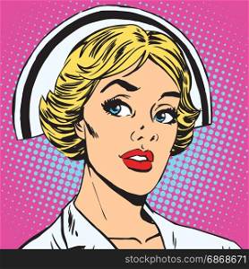 avatar portrait of a retro nurse. Pop art retro vector illustration. avatar portrait of a retro nurse