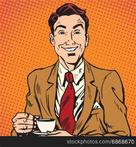 avatar portrait of man drinking coffee. Pop art retro vector illustration. Printavatar portrait of man drinking coffee