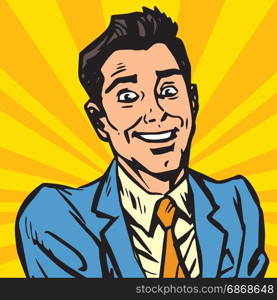 avatar portrait smiling male. Pop art retro vector illustration. avatar portrait smiling male