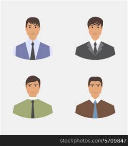Avatar set front portrait office employee businessman for web design - vector