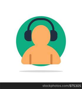 Avatar, Support, Man, Headphone Abstract Circle Background Flat color Icon