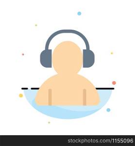 Avatar, Support, Man, Headphone Abstract Flat Color Icon Template