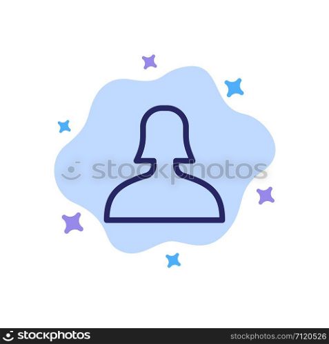 Avatar, Support, Woman Blue Icon on Abstract Cloud Background