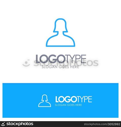 Avatar, Support, Woman Blue outLine Logo with place for tagline