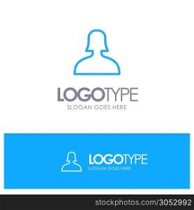 Avatar, Support, Woman Blue outLine Logo with place for tagline