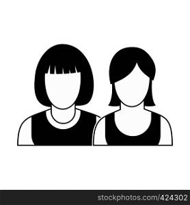 Avatar two female black simple icon isolated on white background. Avatar two female icon