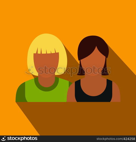 Avatar two female flat icon with shadow on the background. Avatar two female flat icon