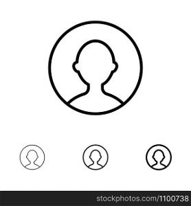 Avatar, User, Profile Bold and thin black line icon set