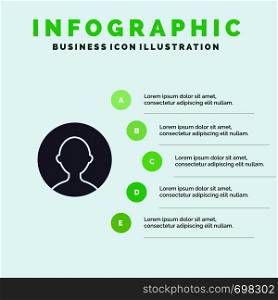 Avatar, User, Profile Solid Icon Infographics 5 Steps Presentation Background