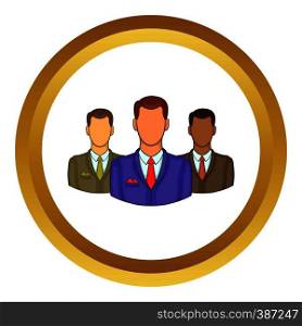 Avatars men vector icon in golden circle, cartoon style isolated on white background. Avatars men vector icon