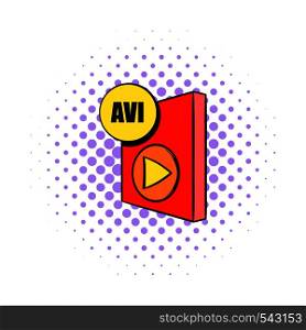 AVI file icon in comics style on a white background. AVI file icon in comics style