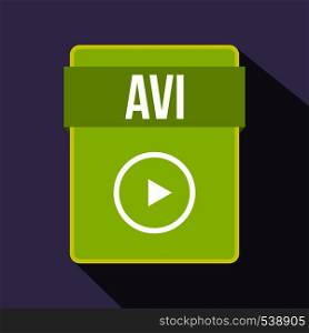 AVI file icon in flat style on a violet background. AVI file icon, flat style