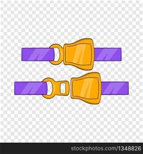 Aviation seat belt icon in cartoon style on a background for any web design . Aviation seat belt icon, cartoon style
